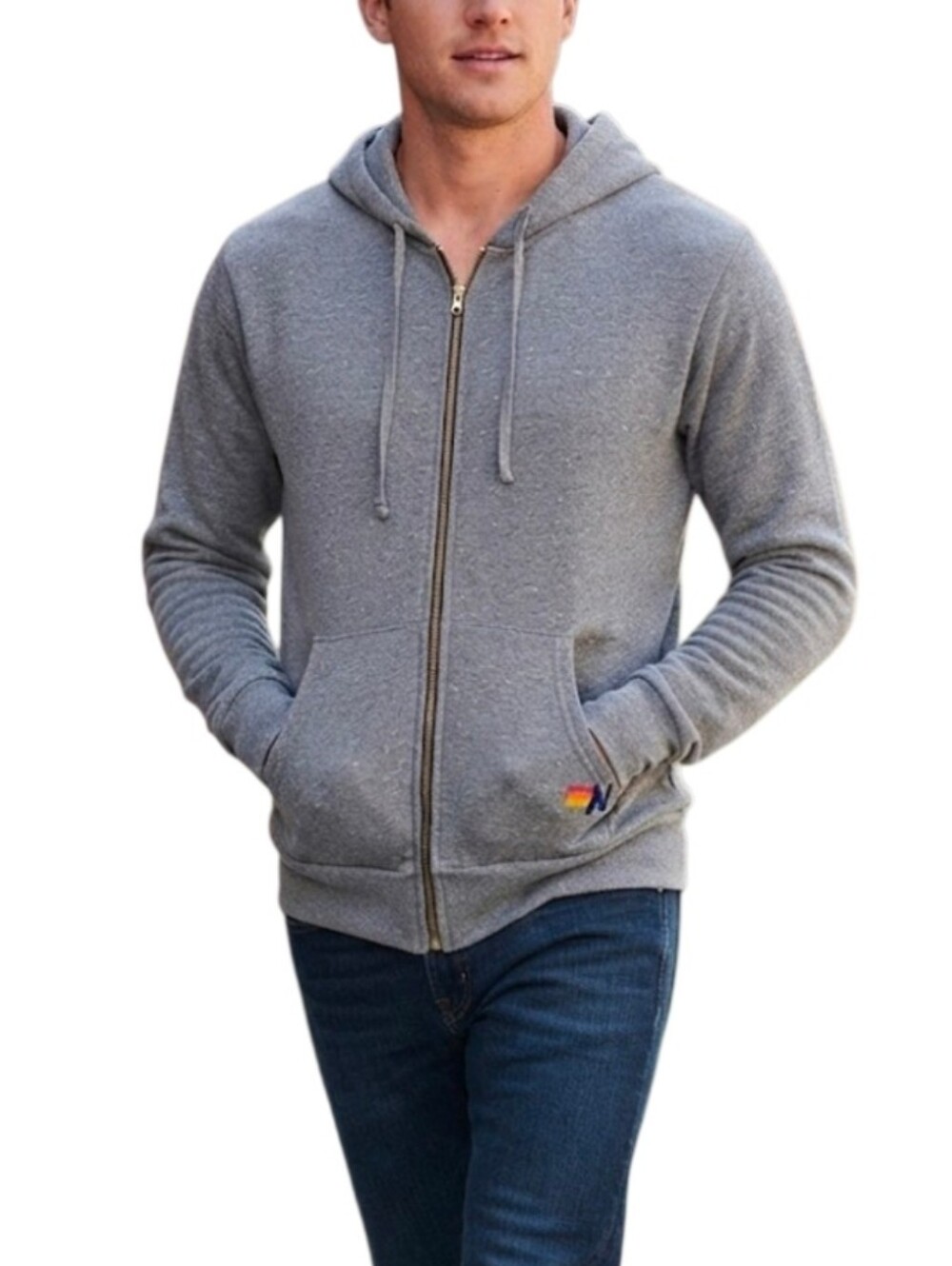 Aviator Nation Mens Grey Zip-Up Hoodie Sweater Size Large